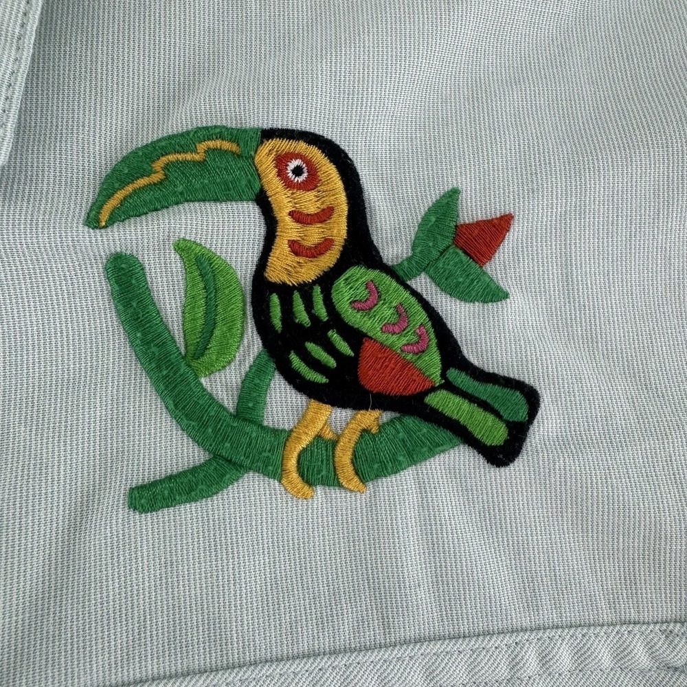 Howler Bros Gaucho Snapshirt  Embroidered Toucans Mens  Large Green Western - Picture 7 of 13